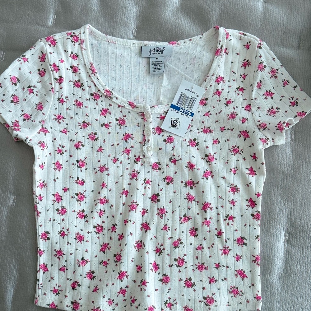 Joy Lab Kids Floral Tee - White and Pink